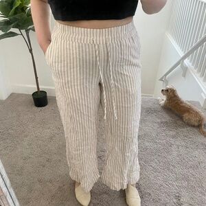 Striped Tie Pull On Comfy Vaca Vacation Chic Minimalist Beachy Hipster Pants
